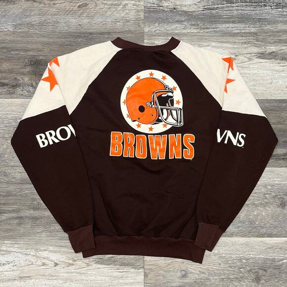 Vintage 80s Garan‎ Cleveland Browns Boys XL Double Sided AOP Football Sweatshirt - Picture 1 of 8